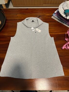 Talbots Silver Sparkle Sleeveless Mock Neck Tank